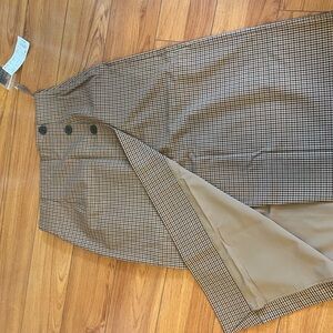 Uniqlo Brown Plaid Skirt with Button Detail